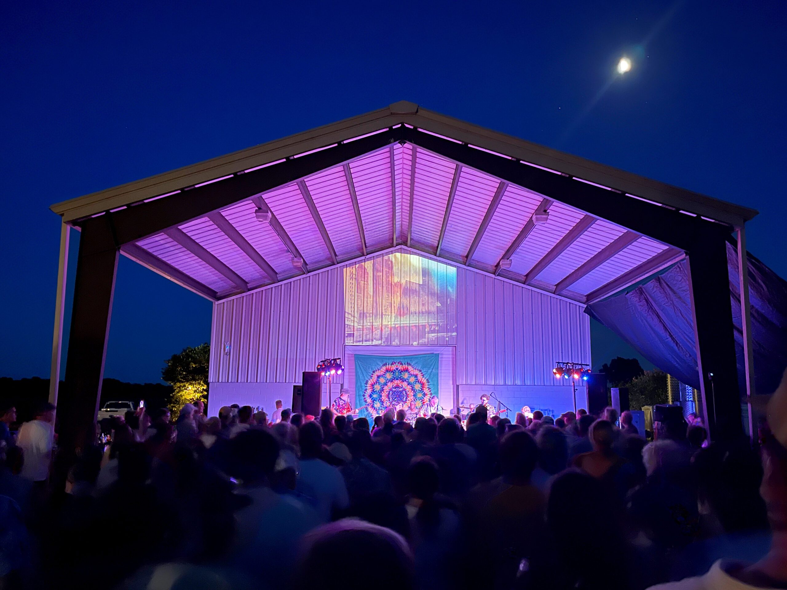 The stage at Dead on the Vine festival at Chatham Vineyards