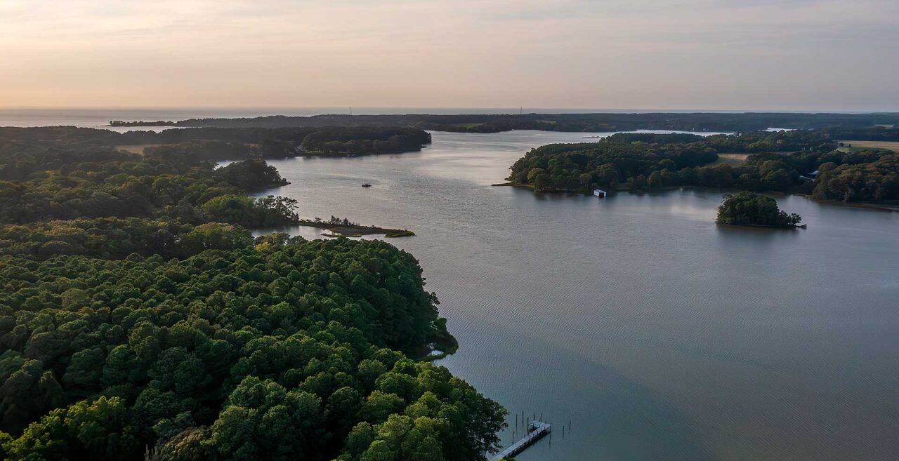 Chatham creek drone photo on the Eastern Shore of Virginia